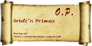 Orbán Primusz névjegykártya